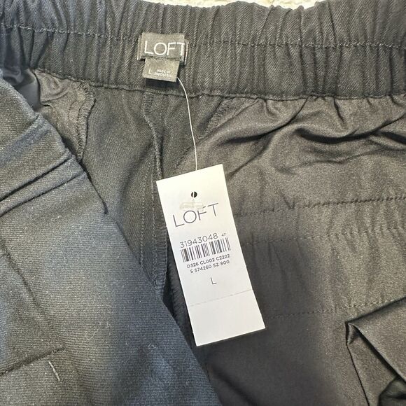 LOFT Womens Size Large Pants Pull On Tapered in Brushed Flannel  Black Ankle NEW - Picture 10 of 16